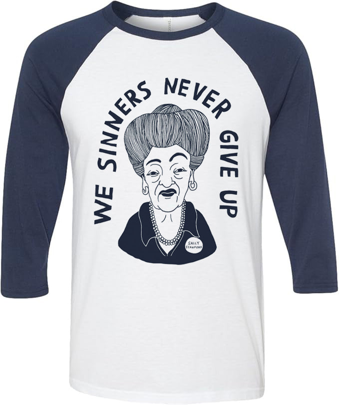 Unisex Sally Stanford Three-Quarter Sleeve Baseball Tee - Navy