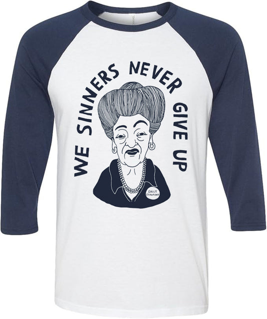 Unisex Sally Stanford Three-Quarter Sleeve Baseball Tee - Navy